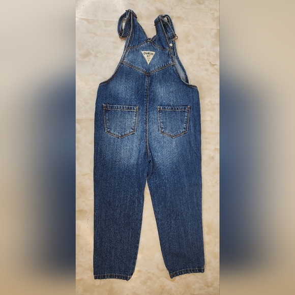 4T Girls Denim Overalls with Rainbow Patch - Picture 2 of 3